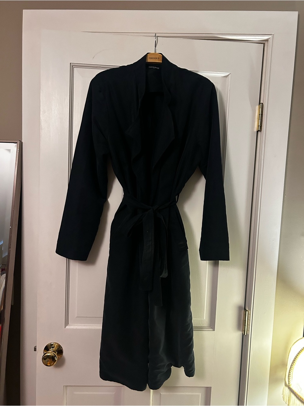 American Apparel Black Long Tie-Waist Robe